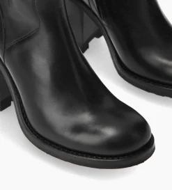 Boot biker à boucle - Justy 90 - Cuir lisse - Noir