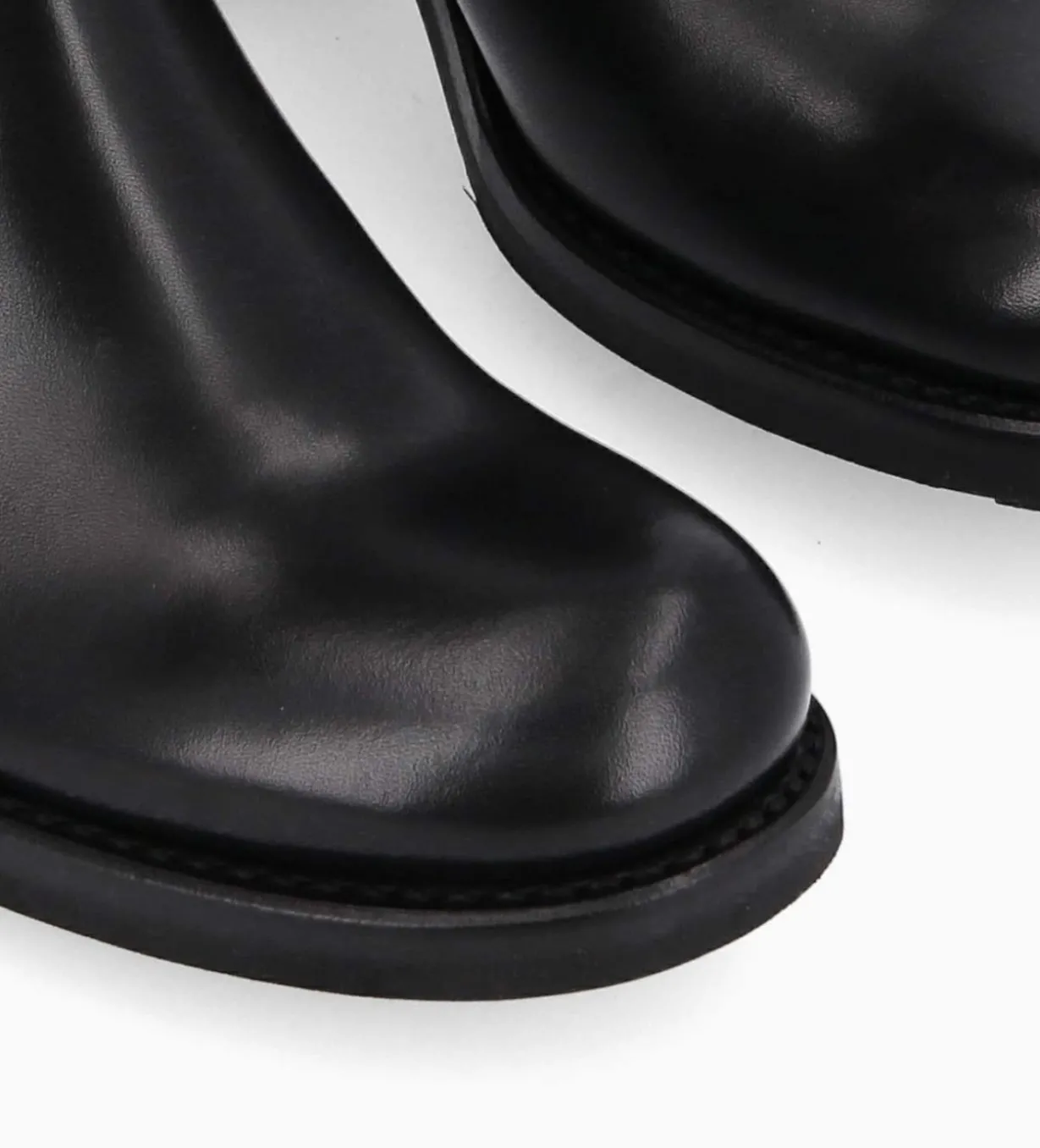 Boot biker à double boucle - Biker 70 - Cuir lisse - Noir