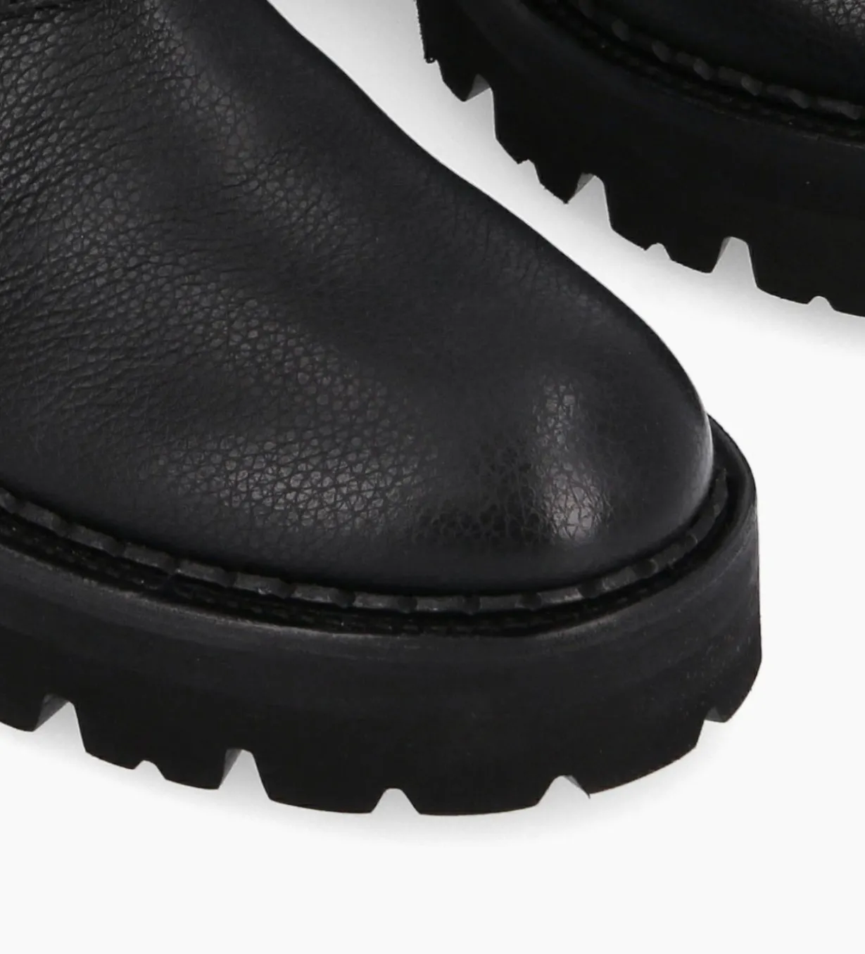 Boot biker à double boucle - Carrie 45 - Cuir grainé - Noir