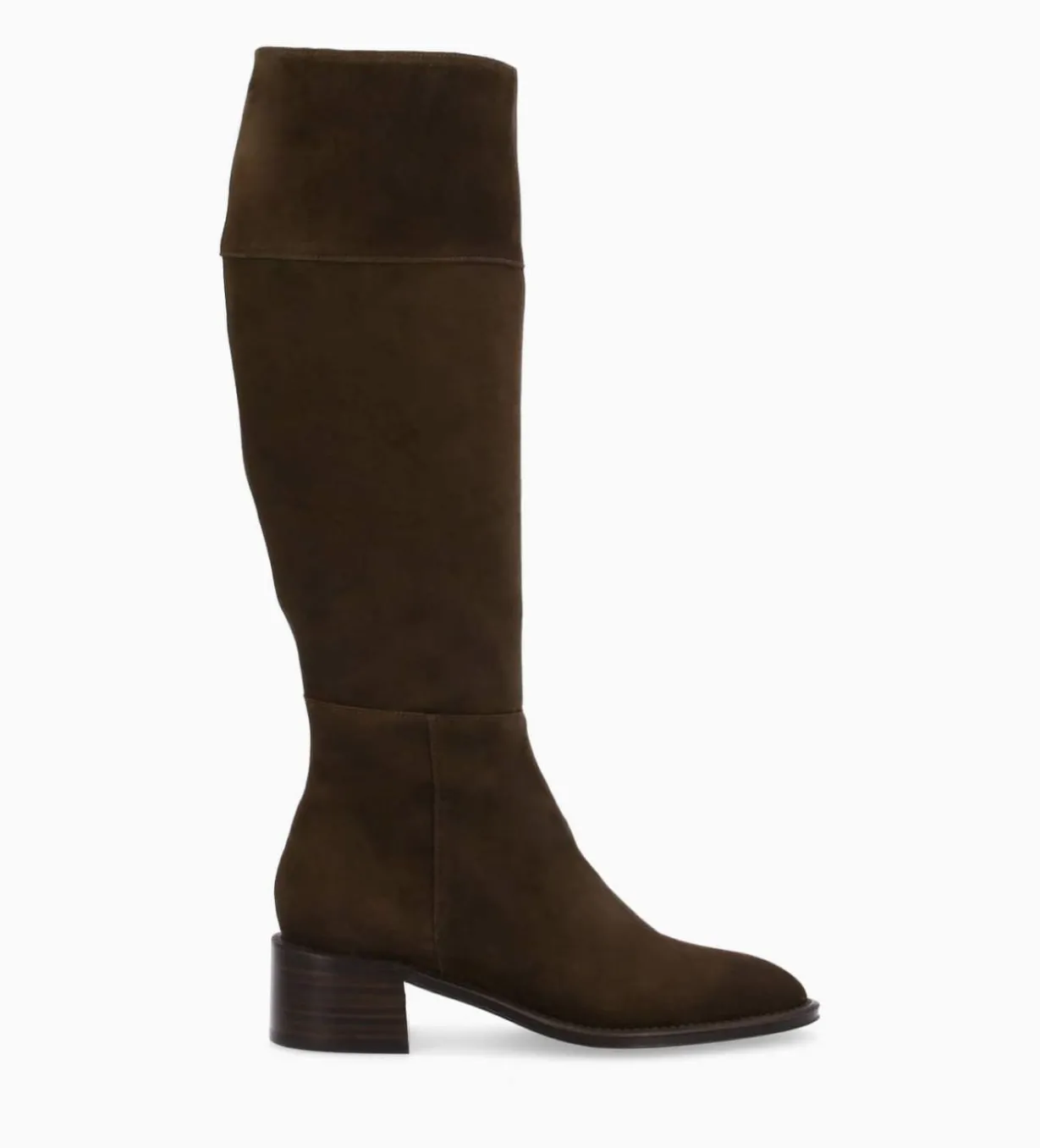 Botte à talon - Lora 50 - Cuir velours - Marron foncé