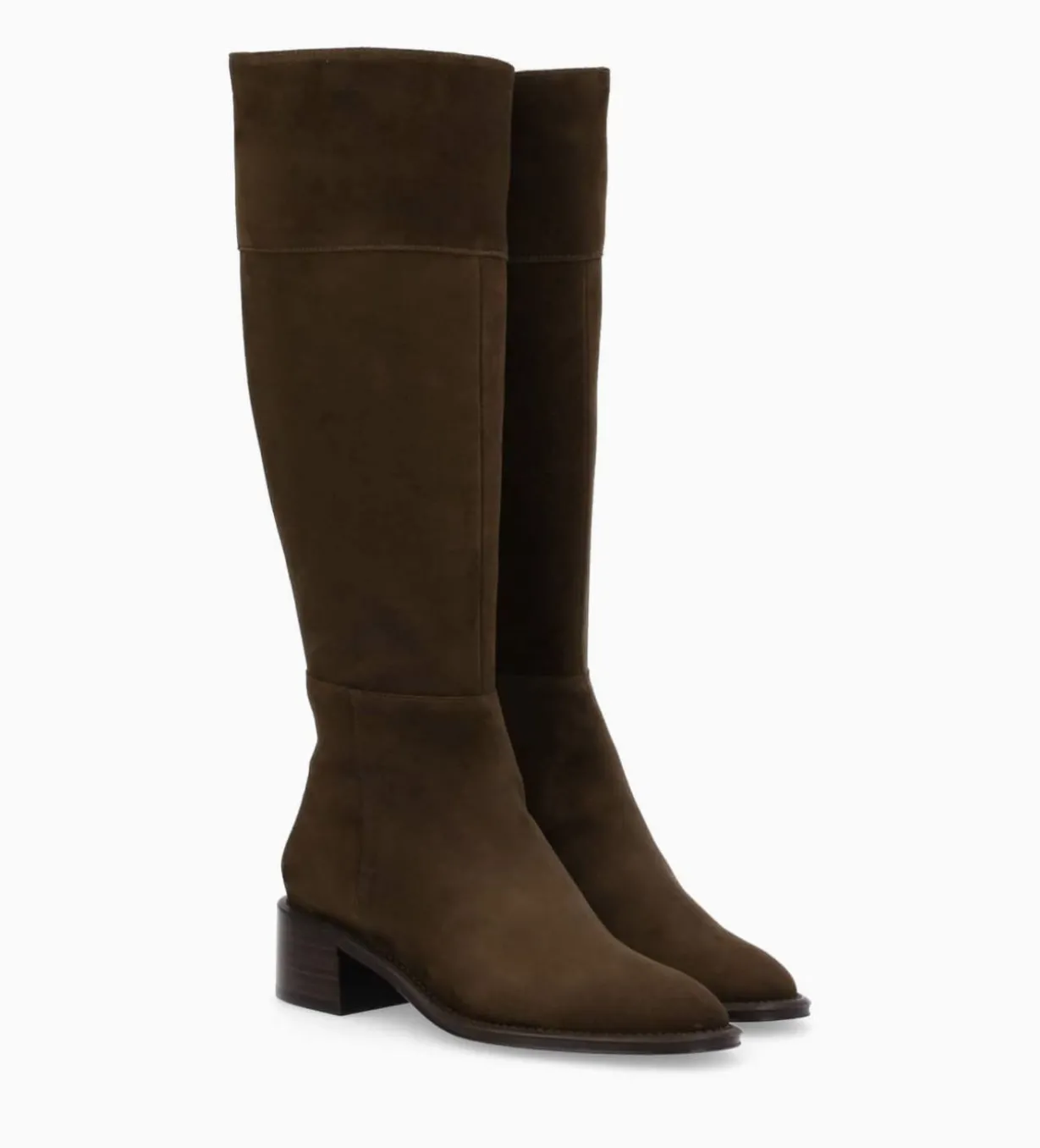 Botte à talon - Lora 50 - Cuir velours - Marron foncé