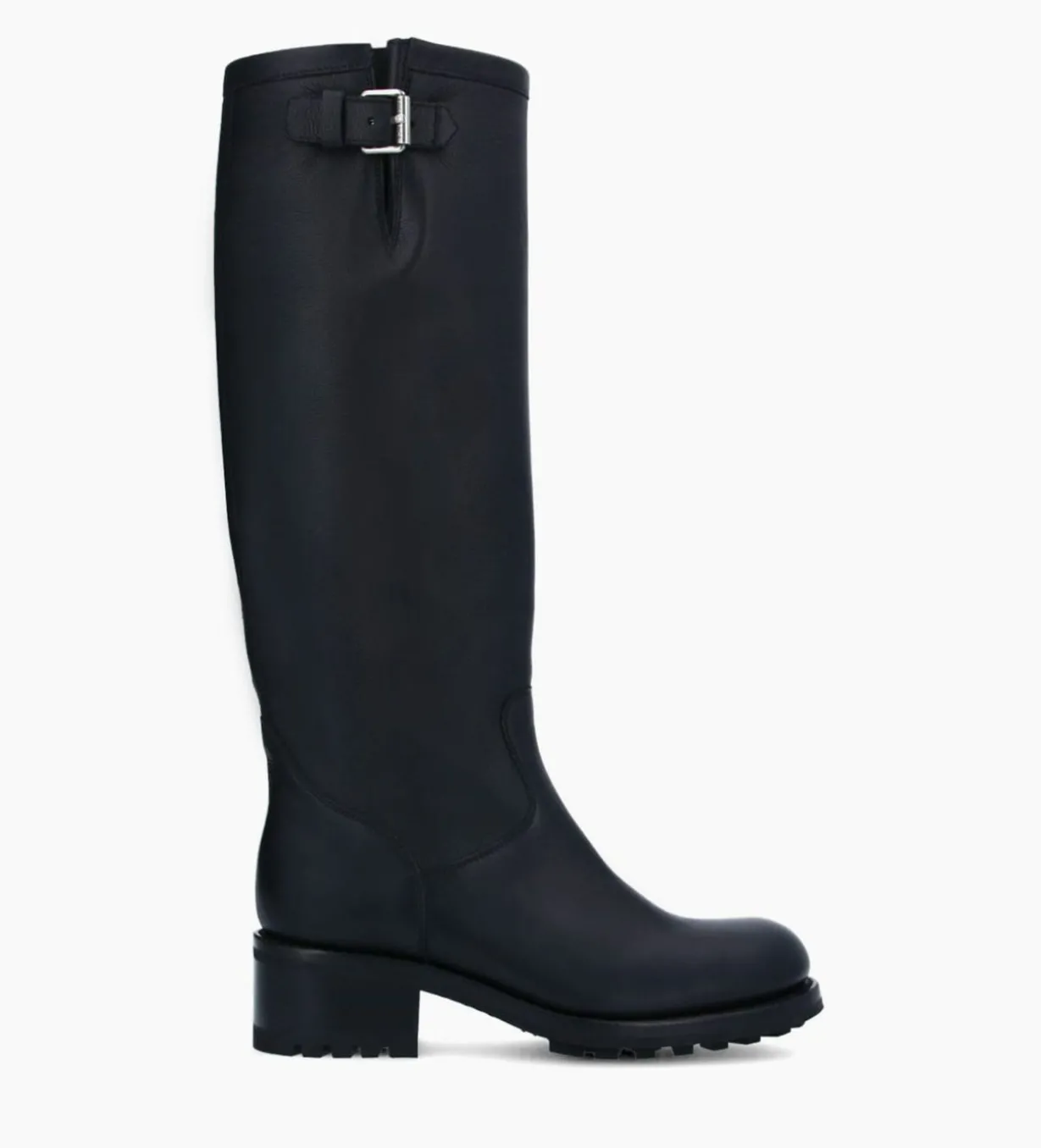 Botte biker à boucle - Biker 40 - Cuir grainé - Noir