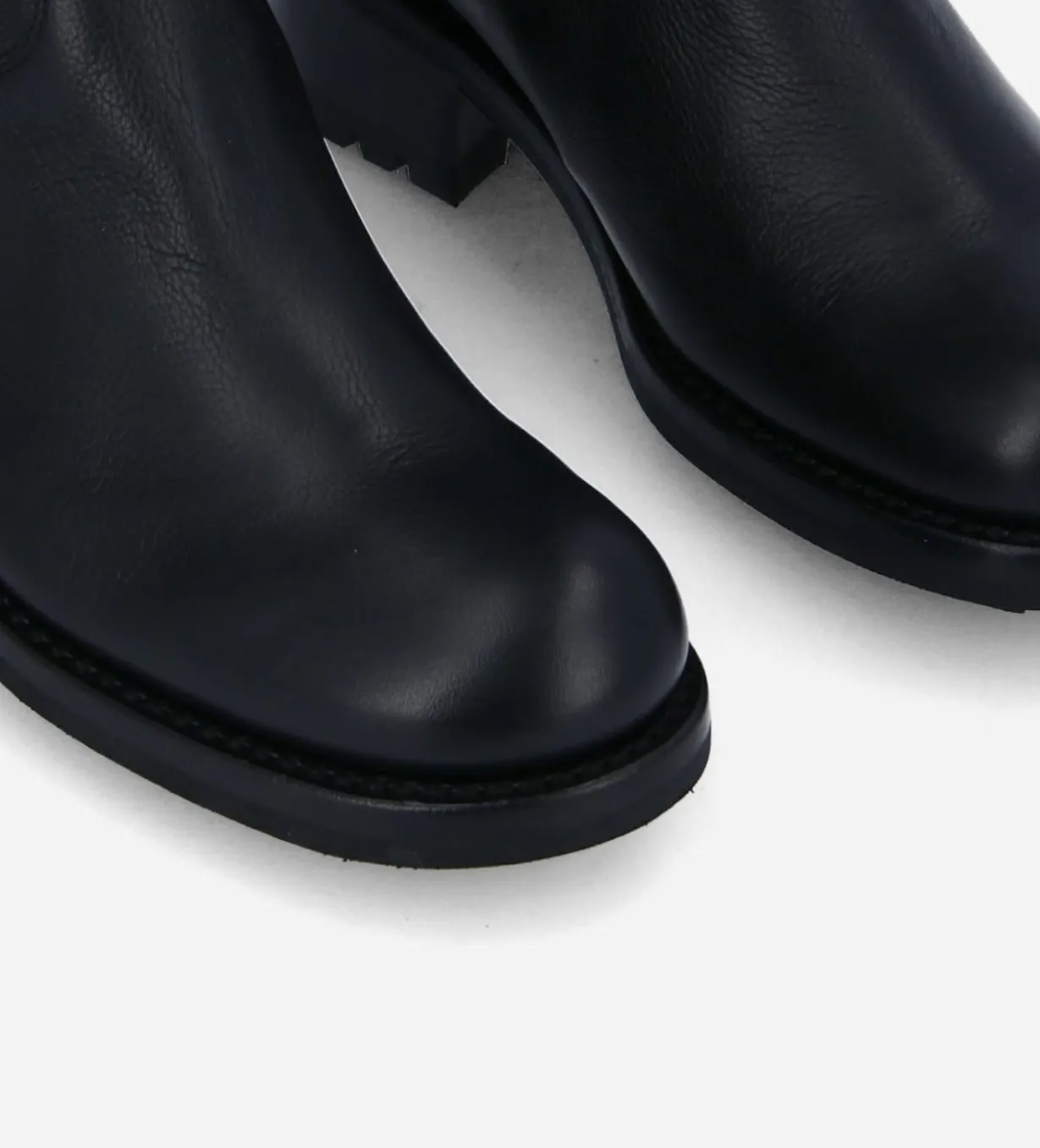 Botte biker à boucle - Biker 40 - Cuir grainé - Noir
