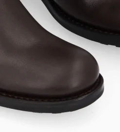 Botte biker à boucle - Biker 40 - Cuir grainé - Marron foncé