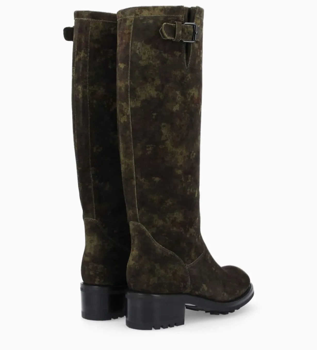 Botte biker à boucle - Biker 40 - Cuir velours - Camouflage