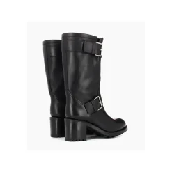 Botte biker à double boucle biker - Biker 70 - Cuir lisse - Noir
