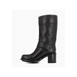 Botte biker à double boucle biker - Biker 70 - Cuir lisse - Noir