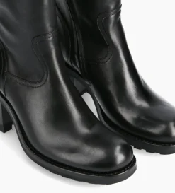 Botte biker zippée à boucle - Justy 70 - Cuir lisse - Noir