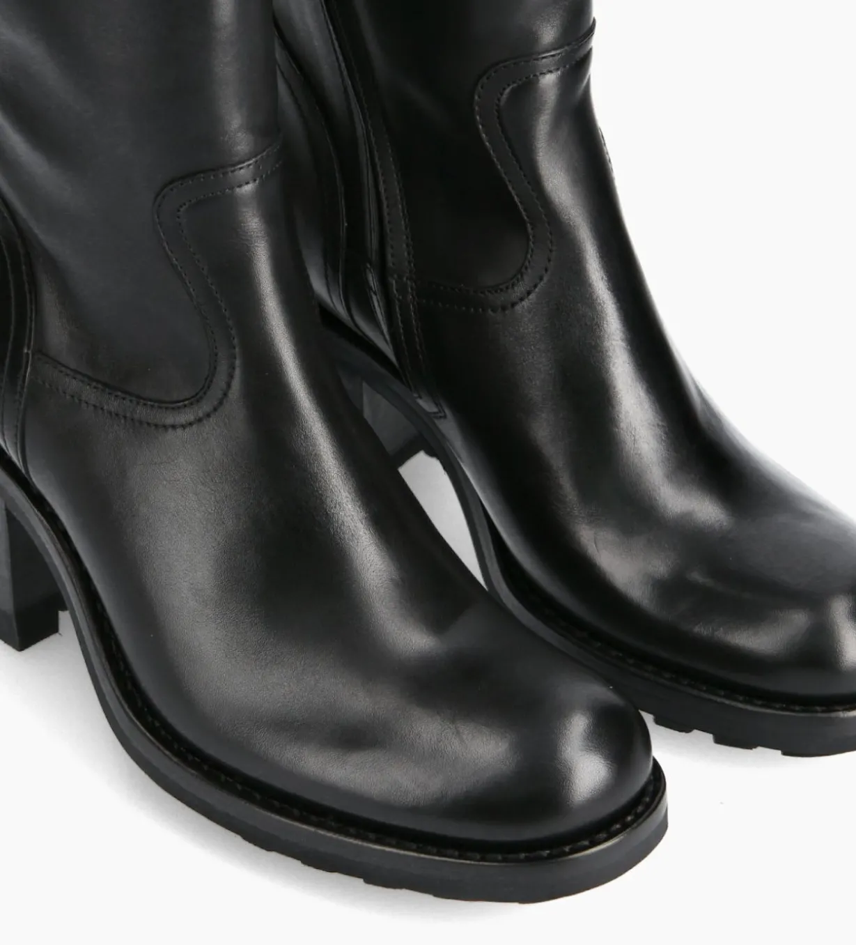 Botte biker zippée à boucle - Justy 70 - Cuir lisse - Noir