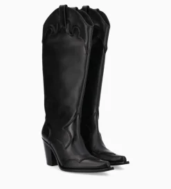 Botte western à talon - Annie 80 - Cuir de veau lisse mat - Noir