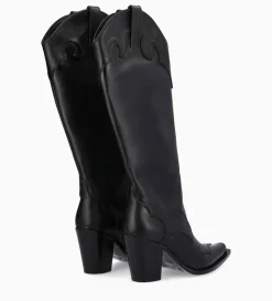 Botte western à talon - Annie 80 - Cuir de veau lisse mat - Noir