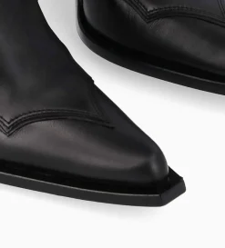 Botte western à talon - Annie 80 - Cuir de veau lisse mat - Noir