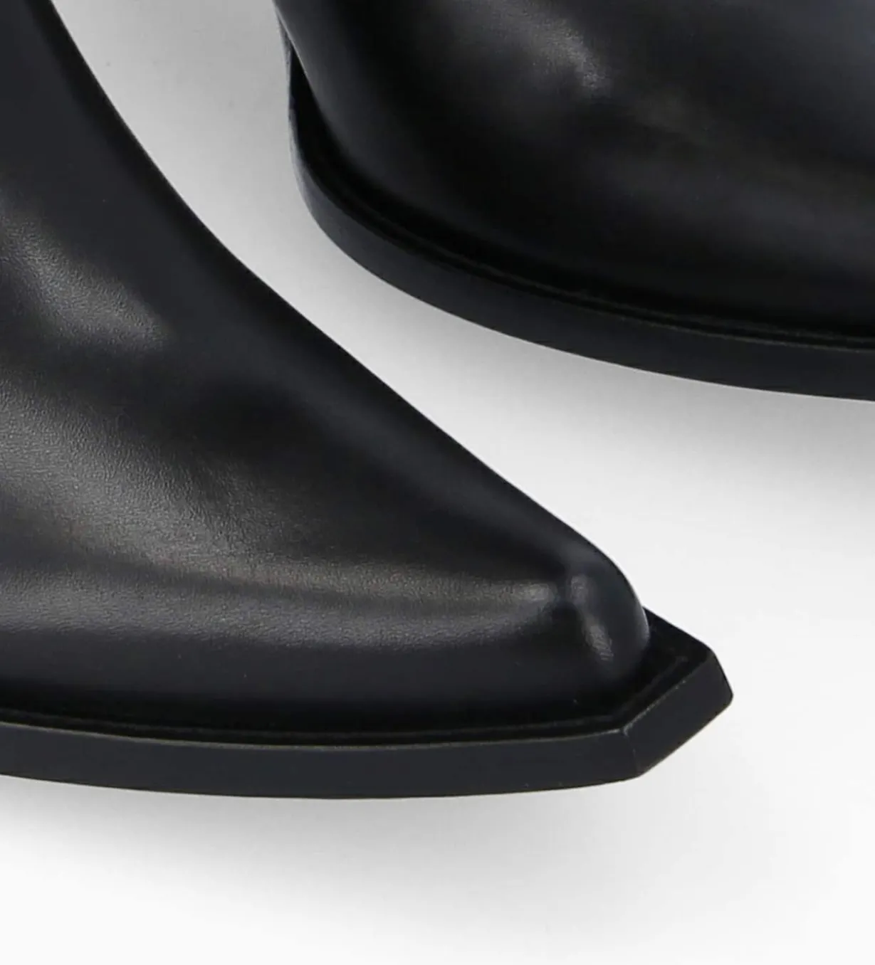 Botte western à talon brodée - Tina 50 - Cuir de veau lisse brillant - Noir/Beige