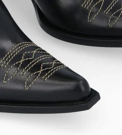 Botte western brodée à talon - Ruby 50 - Cuir de veau lisse brillant - Noir