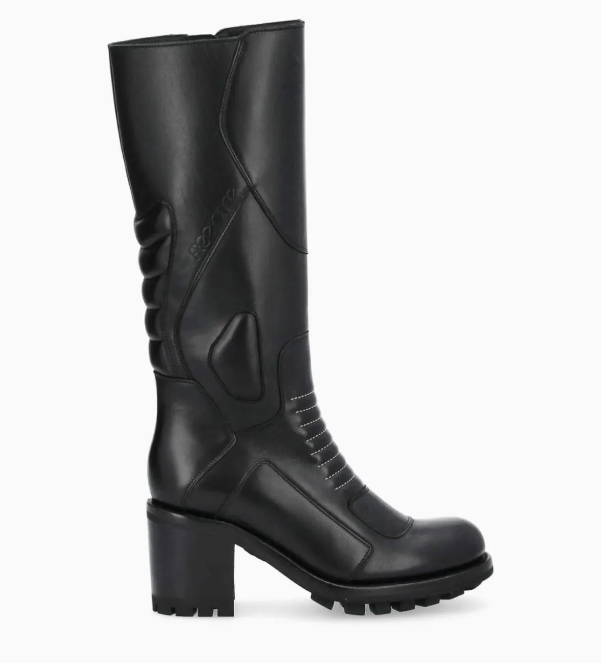 Botte zippée à talon - Thelma 70 - Cuir lisse - Noir