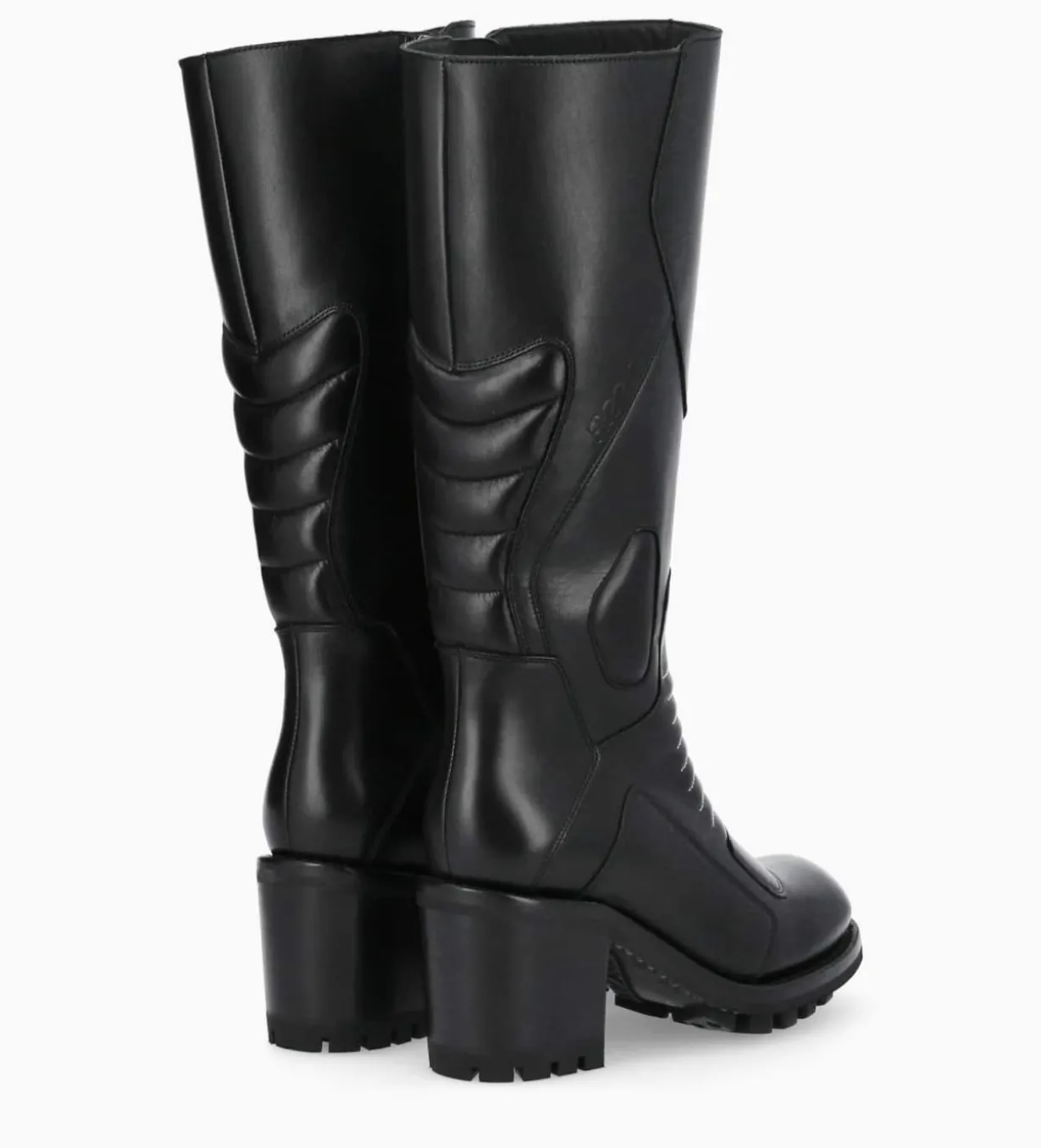 Botte zippée à talon - Thelma 70 - Cuir lisse - Noir