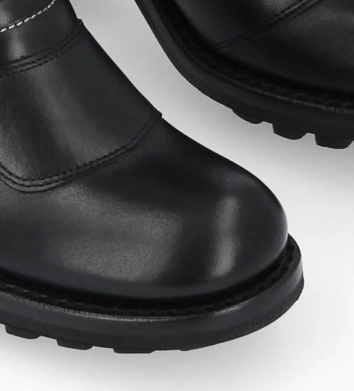 Botte zippée à talon - Thelma 70 - Cuir lisse - Noir