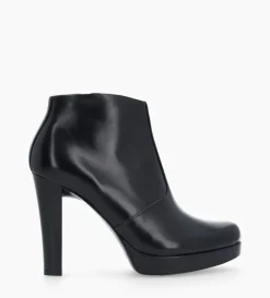 Bottine à talon à zip - Juke 70 - Cuir lisse - Noir