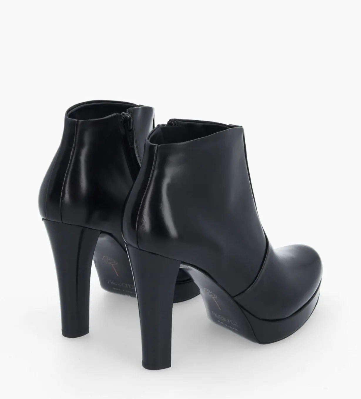 Bottine à talon à zip - Juke 70 - Cuir lisse - Noir