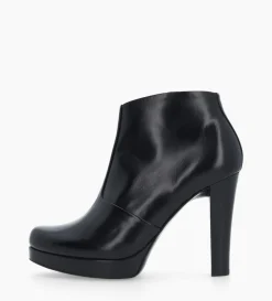Bottine à talon à zip - Juke 70 - Cuir lisse - Noir