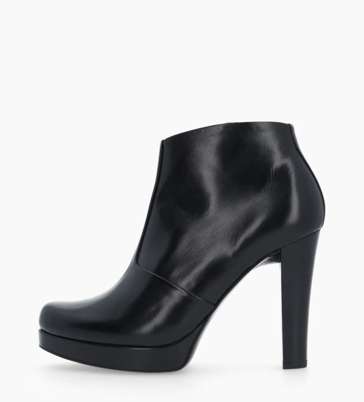 Bottine à talon à zip - Juke 70 - Cuir lisse - Noir