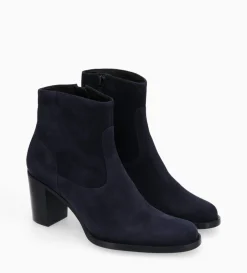 Bottine à talon à zip - Legend 70 - Cuir velours - Marine