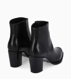 Bottine à talon à zip - Legend 70 - Cuir lisse brillant - Noir