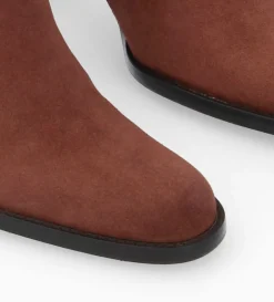 Bottine à talon à zip - Legend 70 - Cuir velours - Grenat