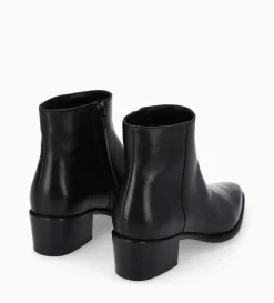 Bottine à talon à zip - Megan 50 - Cuir lisse - Noir