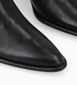 Bottine à talon à zip - Megan 50 - Cuir lisse - Noir