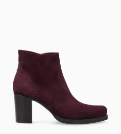 Bottine à talon à zip - Paddy 70 - Cuir velours - Bordeaux