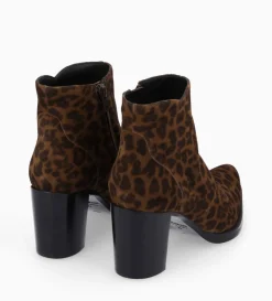 Bottine à talon à zip - Paddy 70 - Cuir velours - Léopard