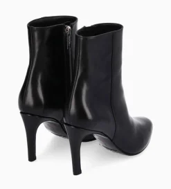 Bottine à talon aiguille zippée - Stella 85 - Cuir de veau lisse brillant - Noir