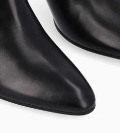 Bottine à talon aiguille zippée - Stella 85 - Cuir de veau lisse brillant - Noir