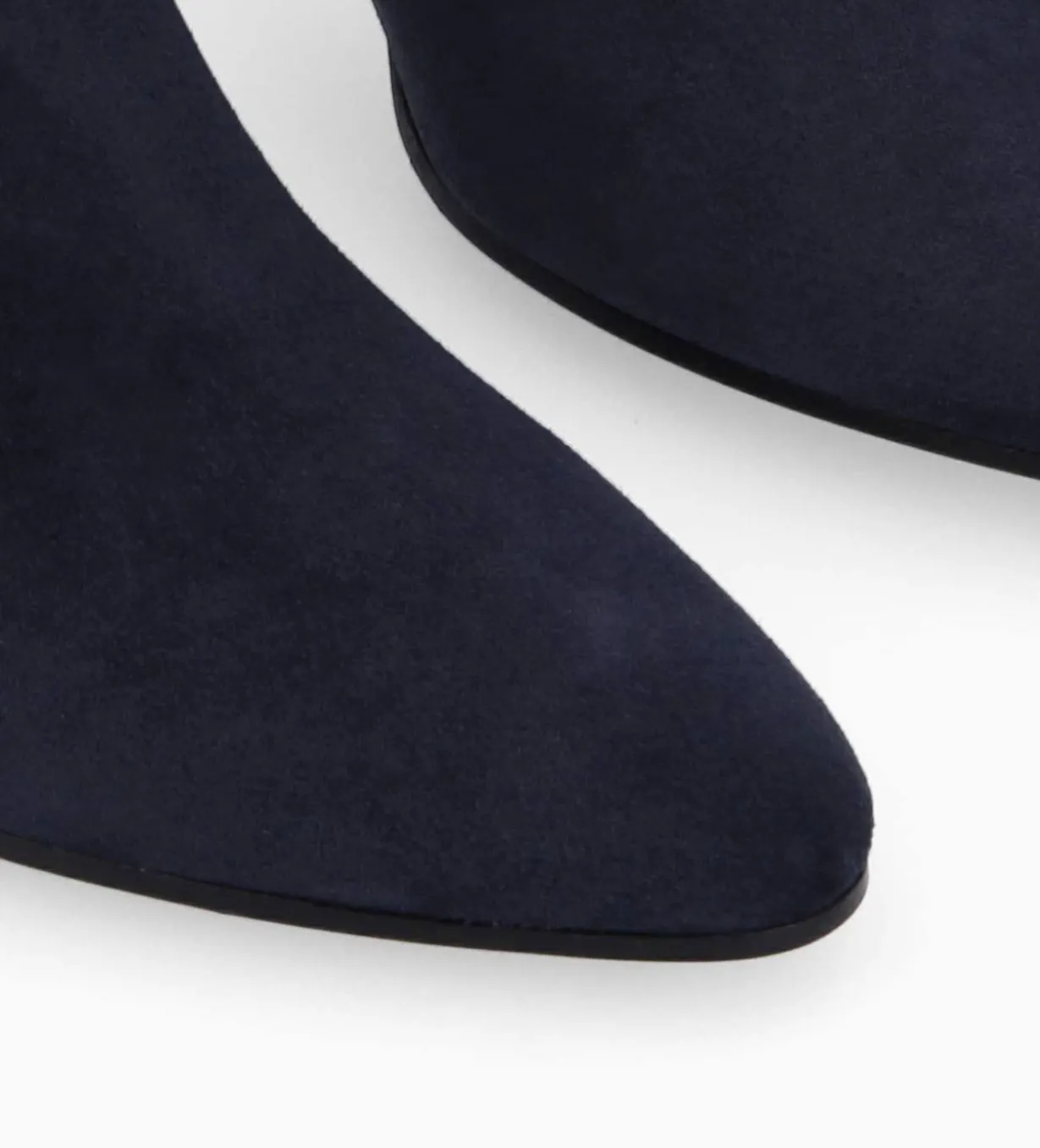 Bottine à talon aiguille zippée - Stella 65 - Cuir velours - Marine