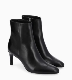 Bottine à talon aiguille zippée - Stella 65 - Cuir de veau lisse brillant - Noir