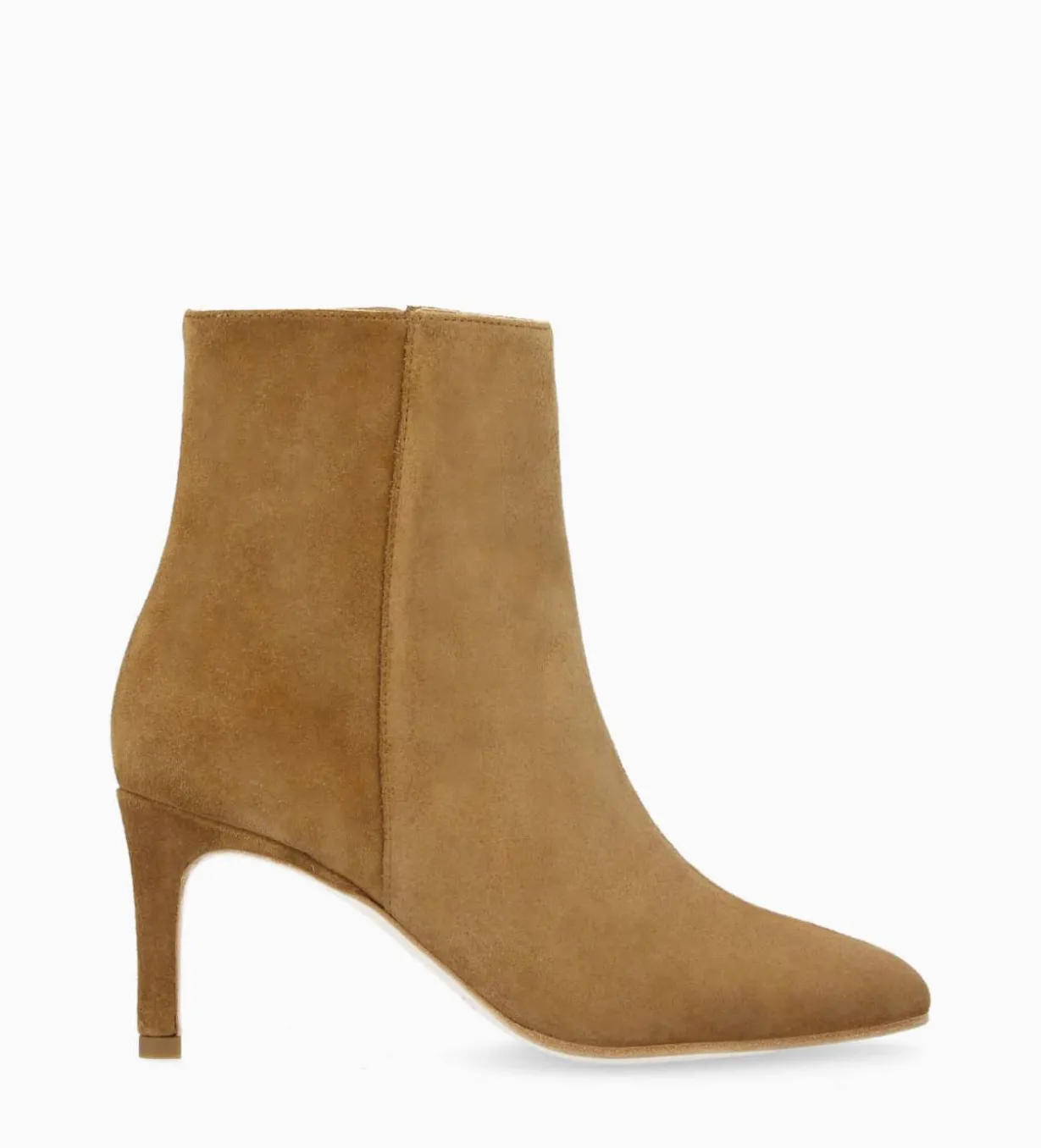 Bottine à talon aiguille zippée - Stella 65 - Cuir velours - Sienna