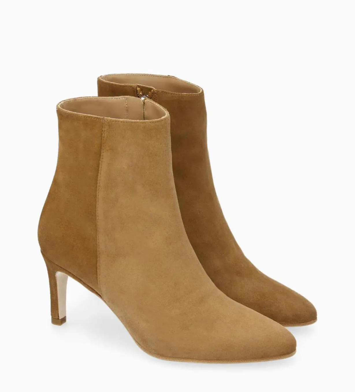 Bottine à talon aiguille zippée - Stella 65 - Cuir velours - Sienna
