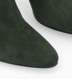 Bottine à talon aiguille zippée - Stella 65 - Cuir velours - Militaire