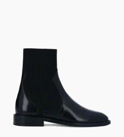 Bottine chelsea - Harri 25 - Cuir de veau lisse brillant/Maille - Noir