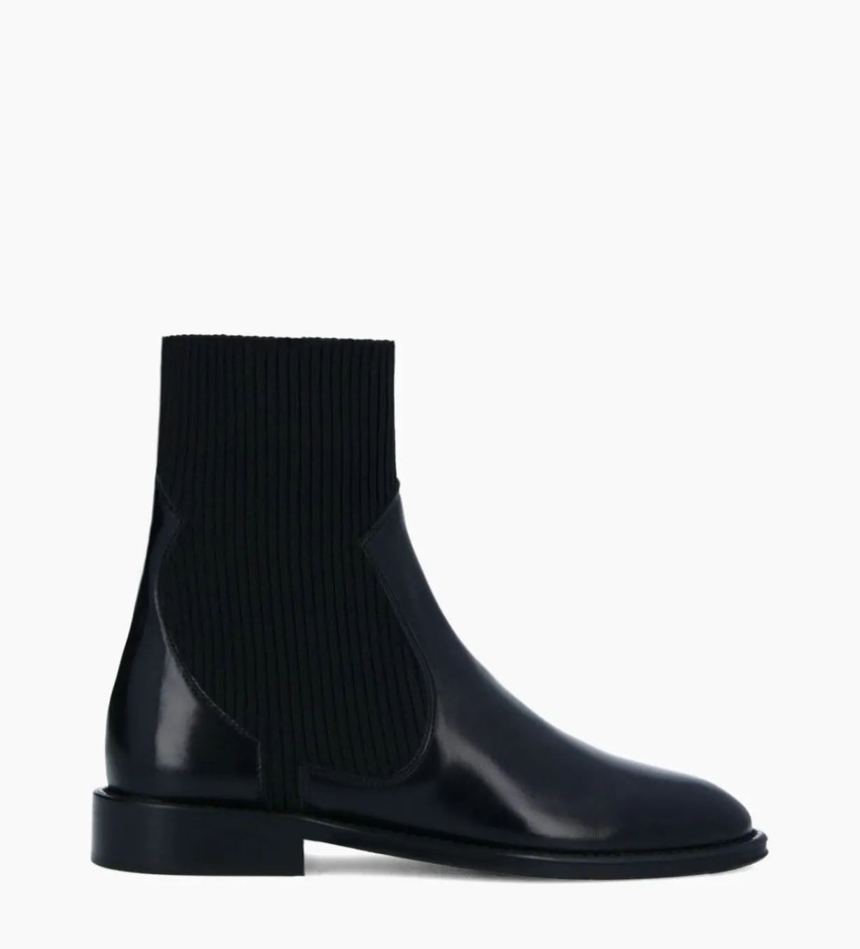 Bottine chelsea - Harri 25 - Cuir de veau lisse brillant/Maille - Noir