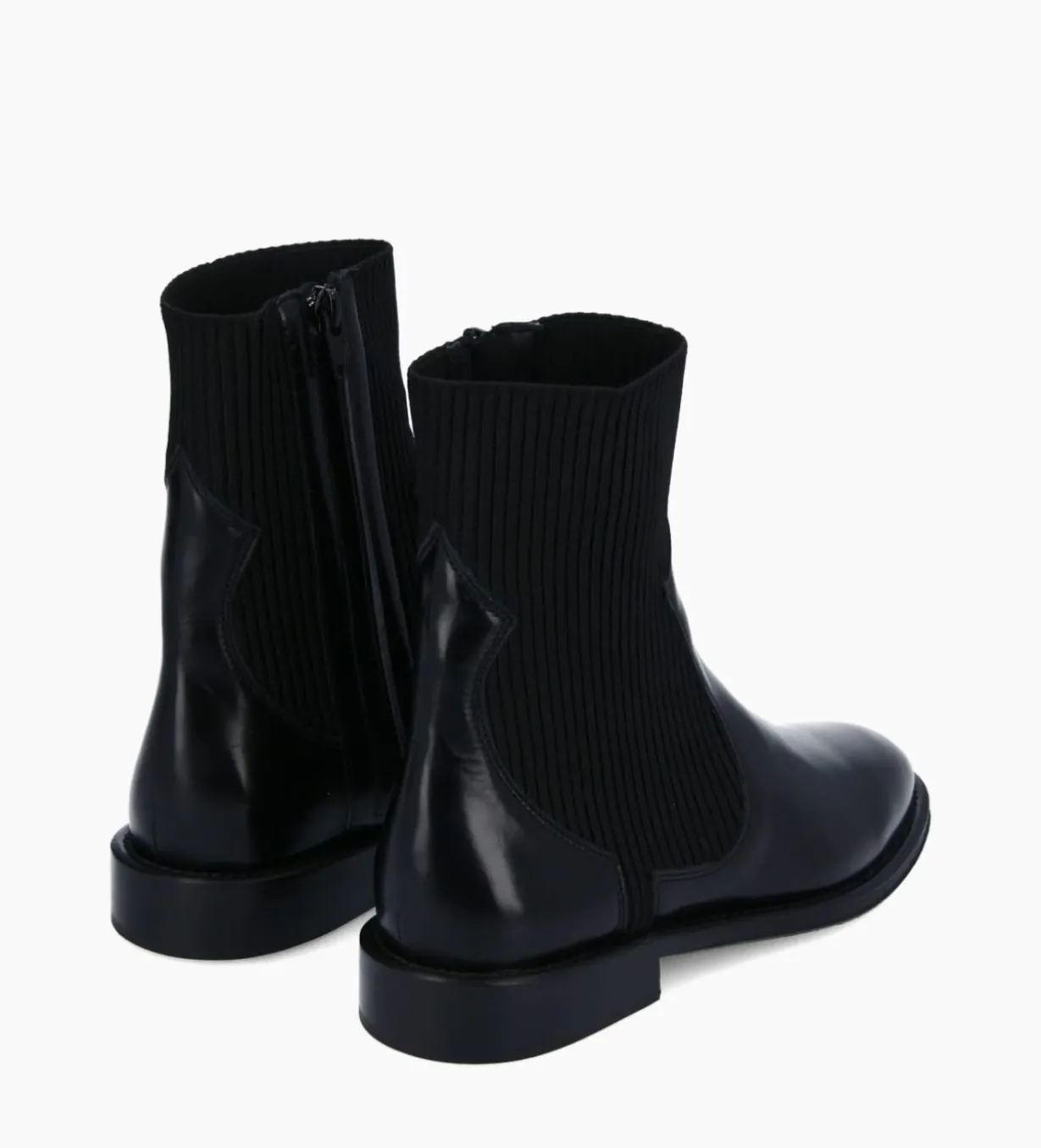 Bottine chelsea - Harri 25 - Cuir de veau lisse brillant/Maille - Noir