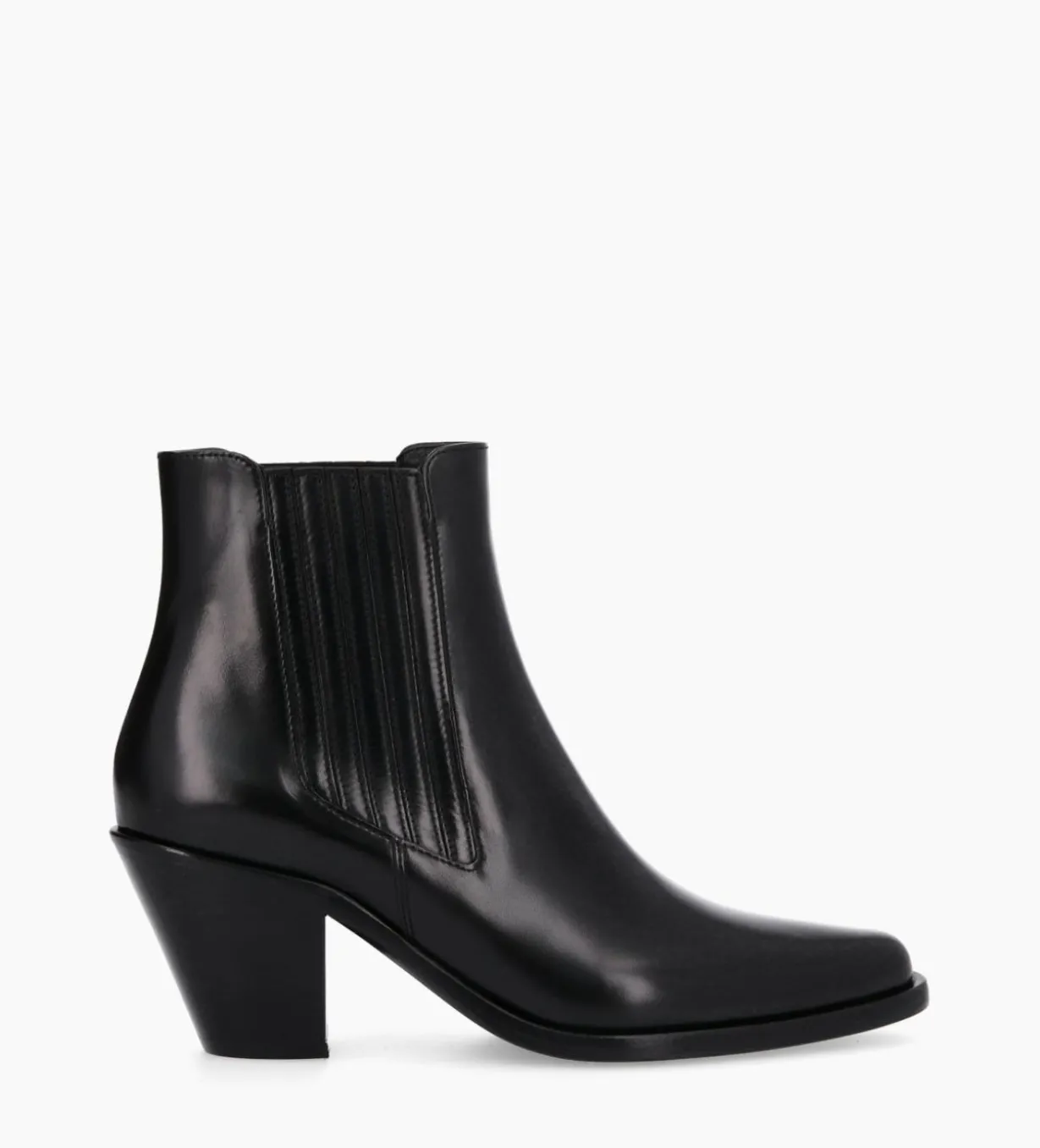 Bottine chelsea à talon - Jane 70 - Cuir de veau lisse - Noir