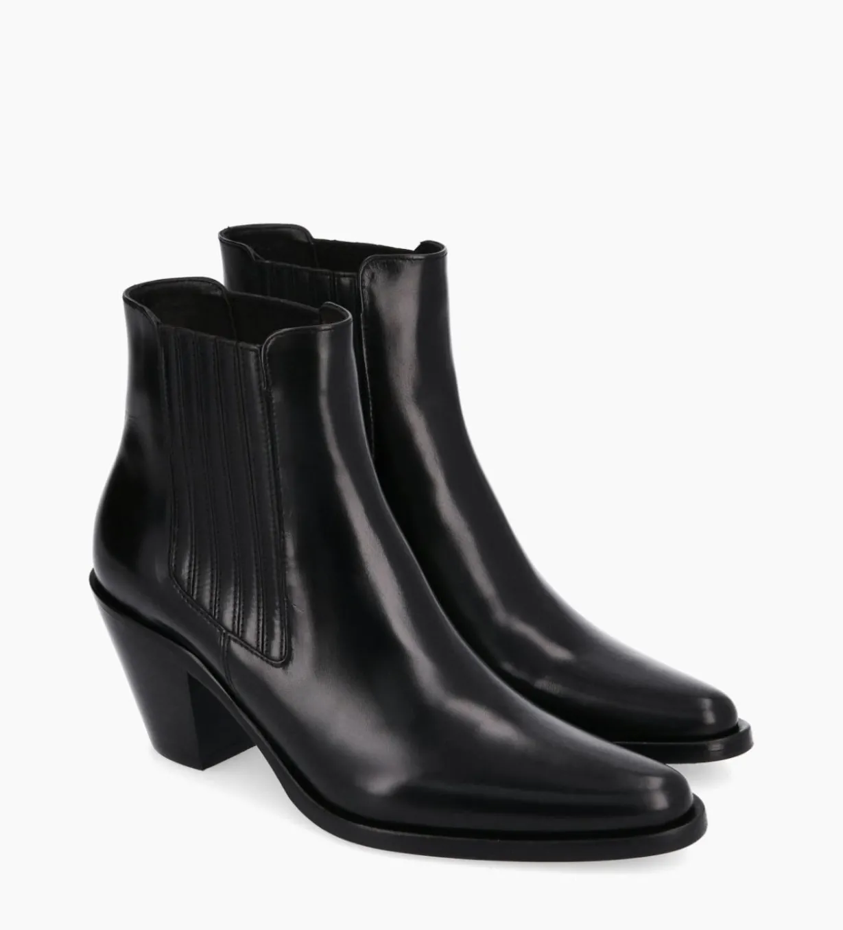 Bottine chelsea à talon - Jane 70 - Cuir de veau lisse - Noir