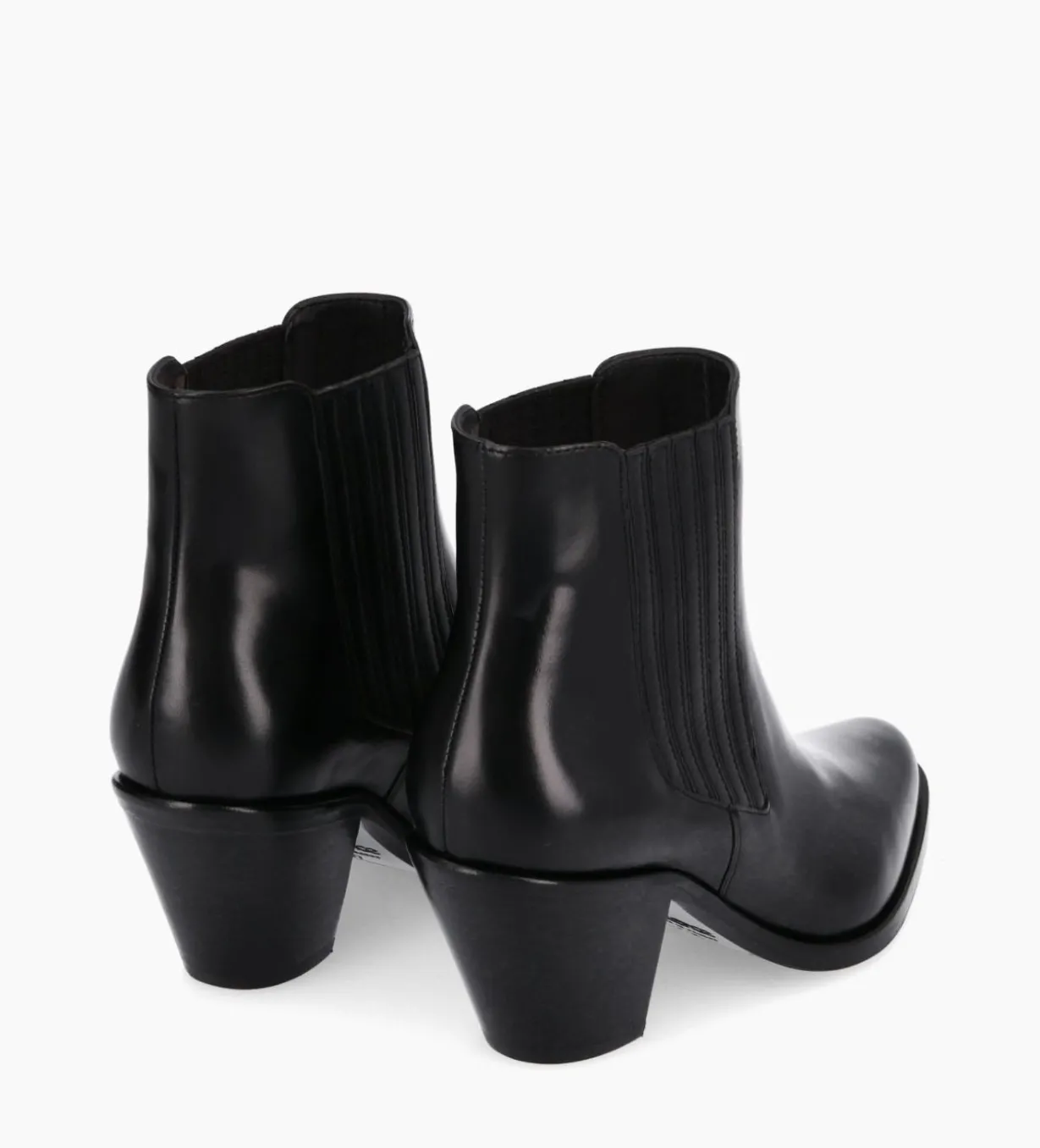 Bottine chelsea à talon - Jane 70 - Cuir de veau lisse - Noir