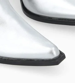Bottine chelsea à talon - Sandy 80 - Cuir imprimé crocodile/Cuir métallisé - Argent