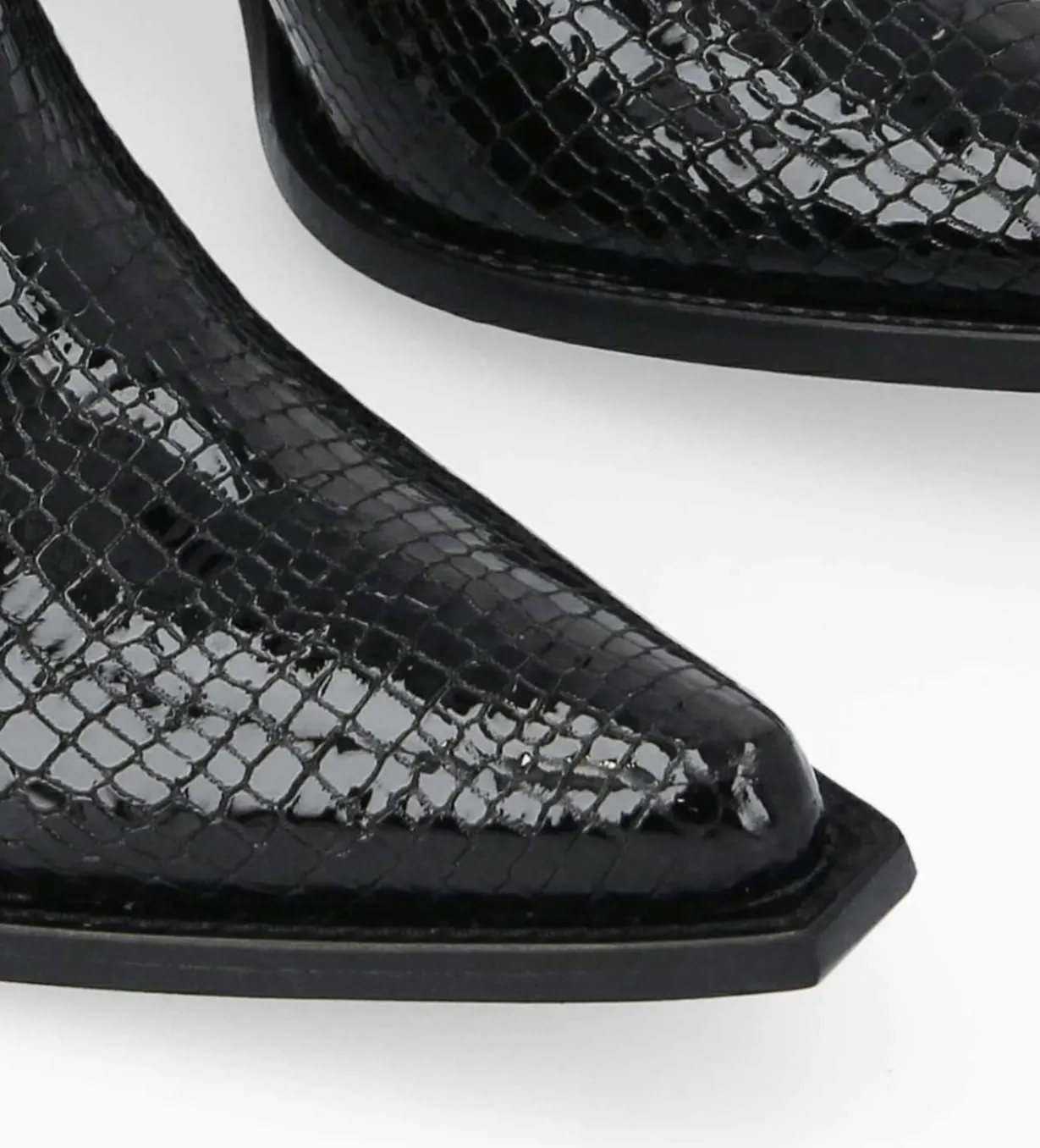 Bottine chelsea à talon - Sandy 80 - Cuir imprimé serpent verni - Noir