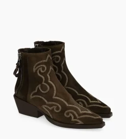 Bottine Western - Calamity 40 - Cuir velours - Marron foncé