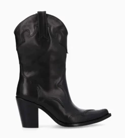 Bottine western à talon - Andy 80 - Cuir de veau lisse mat - Noir