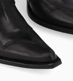 Bottine western à talon - Andy 80 - Cuir de veau lisse mat - Noir